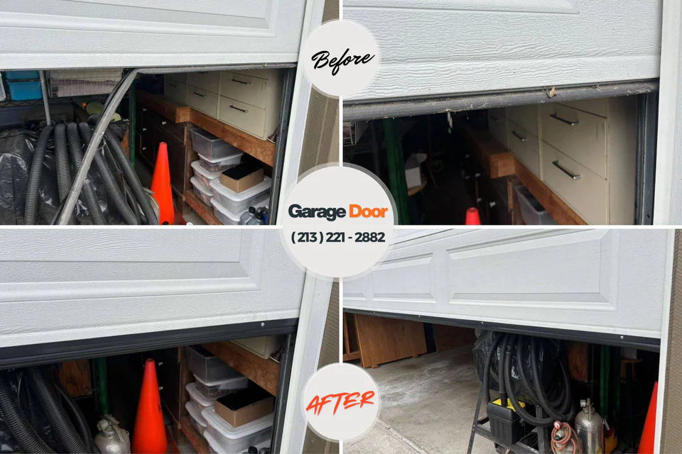 Before and after: garage door repair Anderson, CA